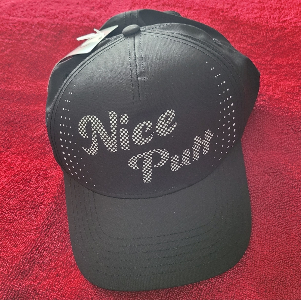 SOLD!! PGA TOUR Perforated Nice Putt Performance Adjustable Strapback Hat Black